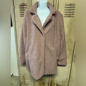 Stoosh Mauve Lined Sherpa Teddy Bear Coat Size L